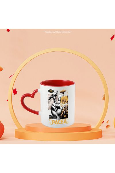 StoryGift Romania Inner Peace Mug - Peace Sign, Dove, Flowers, 330ml, Ceramic with Handle, With,STG.
