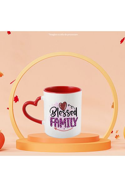 StoryGift Romania Mug with the message "Blessed family", illustration, family, relatives, blessed, heart, With, STG.