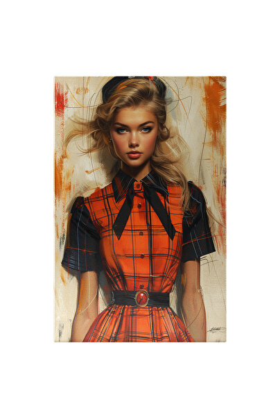 StoryGift Romania Tablou Canvas Lady Anii 70 Cu Ochii Albastri Si Par Blond C...