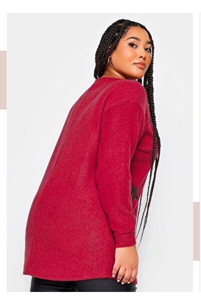 Sevda Kılınç Plus Size Star Detailed Tunic Sweater