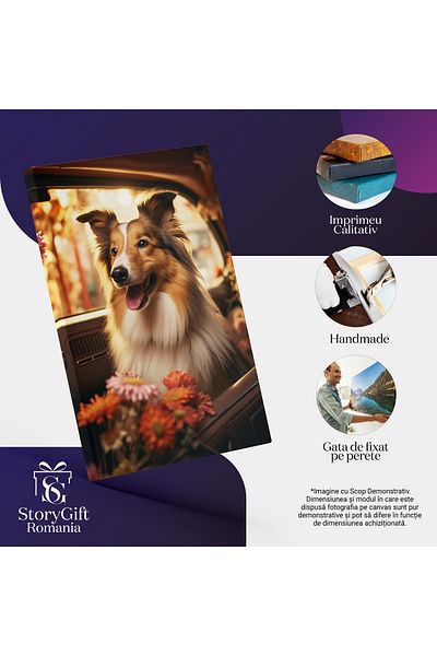 StoryGift Romania Tablou Canvas: Pe Drum Cu Prietenul Fidel Caine Surprins In Masina Pe Locul Din Spate Printre F