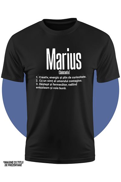 StoryGift Romania Tricou Copii Baieti Cu Numele Marius, Cu Mesaj Motivational, Creativ, Energic, Curios,stg