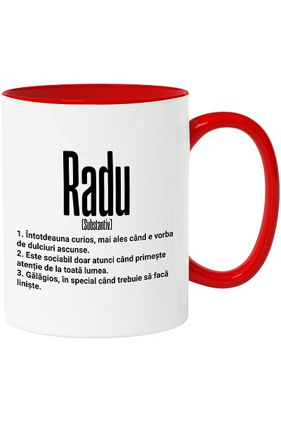 StoryGift Romania Mug With The Name Radu, With Funny Message, Curious, Sociable, Noisy, 330ml, Ceramics, With,STG.
