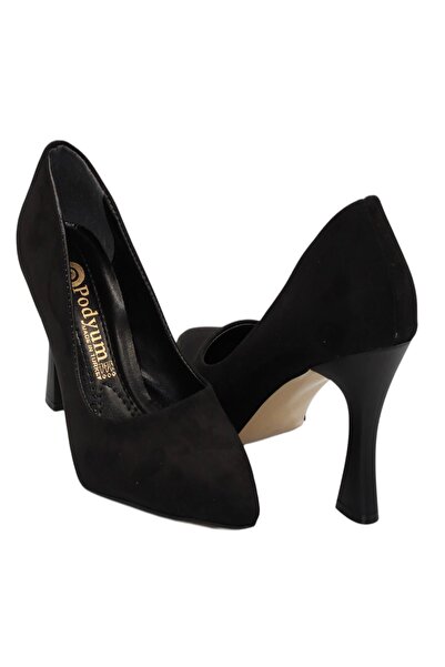 Celira Черни дамски обувки с висок ток от велур, 8 см