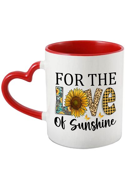 StoryGift Romania Mug with the message "For the love of sunshine", illustration, motivational, flower, With,STG.