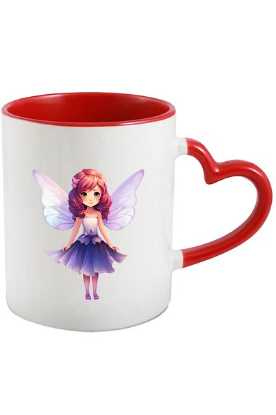 StoryGift Romania Mug with a cute little girl with fairy wings | illustration | dress | purple | ca-n p, Cu ,STG