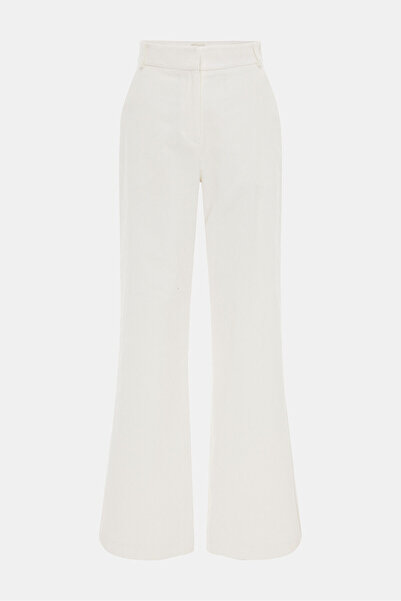 W Collection EKRU BOL PAÇA YÜKSEK BEL FİTİLLİ PANTOLON