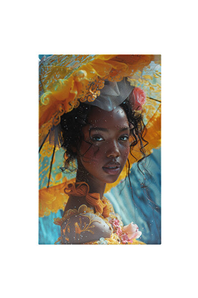 StoryGift Romania Tablou Canvas Creola Cu Par Brunet Cu Trandafir In Par Cu U...