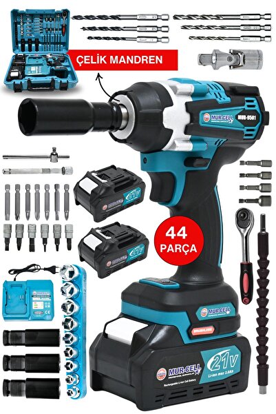 Mur-Cell MUR-9501 450nm 21v 3Ah Şarjlı Torklu Somun Sıkma Bijon Sökme Kömürsüz Matkap 43 Parça Setli