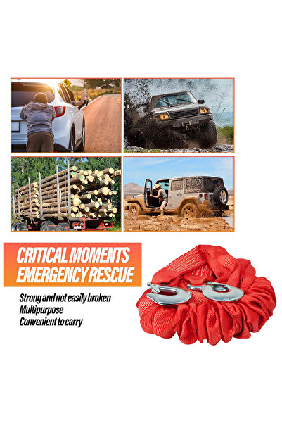 3XR Heavy Duty Tow Rope 4M 4 Ton – Nylon Recovery Strap with Steel Hooks, Multipurpose Use.