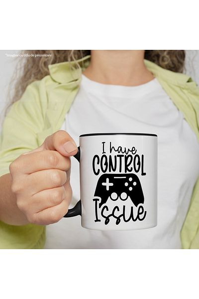 StoryGift Romania Mug with a controller and the text "I have control issue" - I have a problem with the control, With ,STG