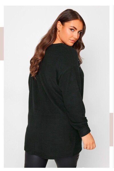 Sevda Kılınç Plus Size Star Detailed Tunic Sweater