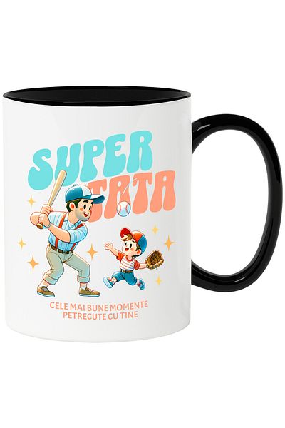StoryGift Romania Mug with Father and Son Playing Baseball Sports Text Super Dad Best Moments,, With ,STG.