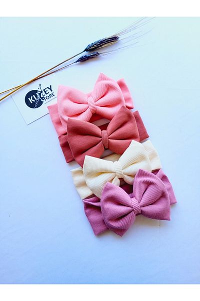 KUZEY STORE Baby Girl 0-3 Years Old Compatible Bandana Set of 4 |   Cotton and Elastic