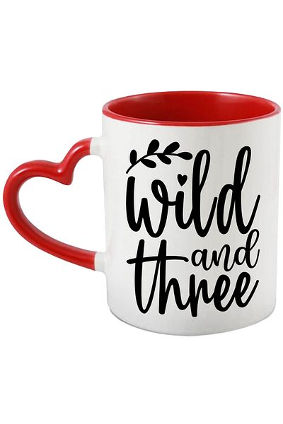 StoryGift Romania Mug with the message in English "Wild and three" - wild and three with Heart Handle R, Cu, STG.