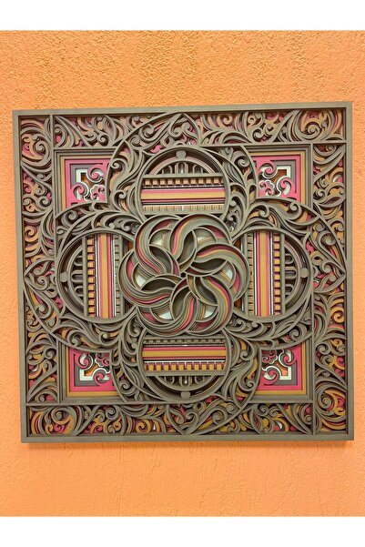 Peony Wood Craft Mandala Ahşap Duvar Tablosu | 8 Katmanlı Lazer Kesim | El Bo...