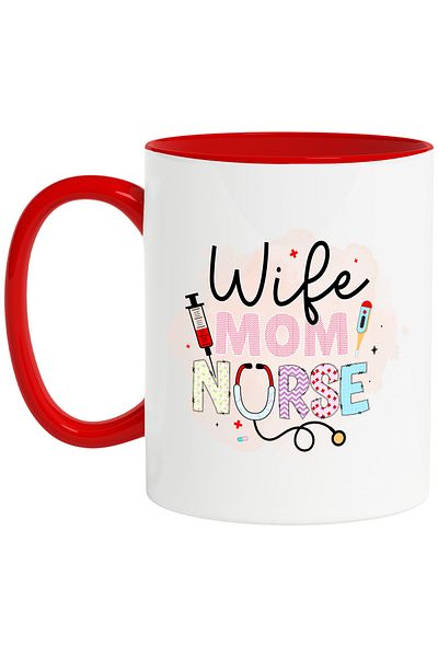 StoryGift Romania Mug with the message "Wife, mom, nurse", profession, illustration, work, dedication, passion, With ,STG.