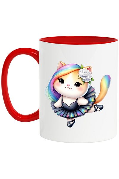 StoryGift Romania Mug with a kitten at ballet, illustration, ballerina dress, dance, passion, ves, With ,STG.