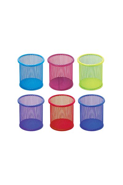 VİVA İnox Office Metal File Pen Holder 6 Pieces Mixed Color
