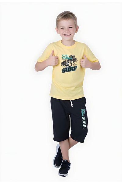 FYK KİDS Boy's Summer Surf Printed Bottom-Top Suit