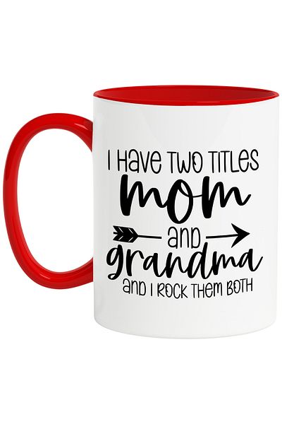 StoryGift Romania Mug for mothers who also have the title of grandmother - love appreciation with Red Handle, With M,STG.
