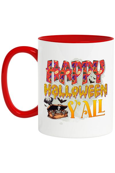 StoryGift Romania Cana Cu Mesajul "happy Halloween Y'all", Ilustratie, Halloween Fericit Tuturor, , Cu ,stg