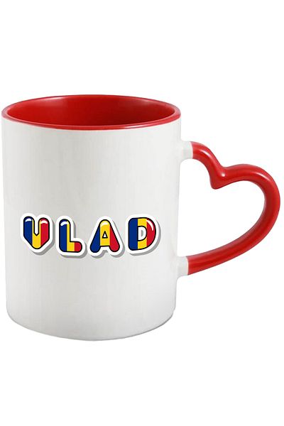 StoryGift Romania Mug With Name Vlad, Romania, Supporter, Romanian Flag, Patriot, 330ml, Ceramics, With, STG.