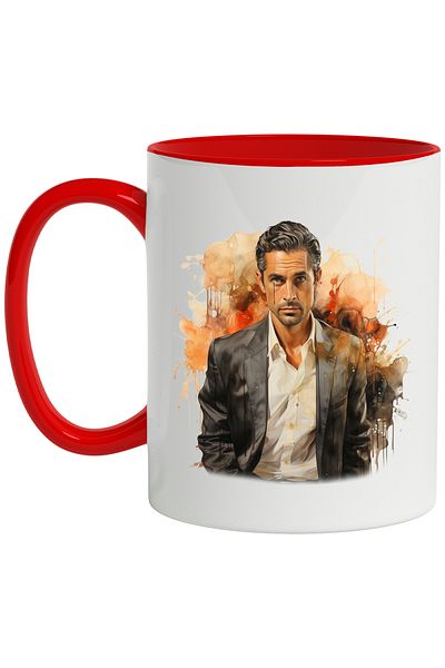 StoryGift Romania Mug With Man, Suit, Jacket, Shirt, Watercolor, Multicolor 330 ml, Ceramic c, With ,STG.