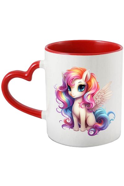 StoryGift Romania Mug with a unicorn with wings | illustration | white | cheerful | fantastic animal | feri, Cu,STG.