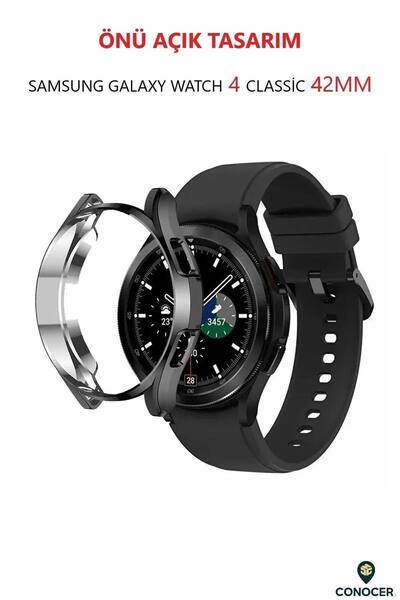 CONOCER Samsung Galaxy Watch 4 Classic 42mm Siyah Kasa Koruyucu – Yumuşak Önü...