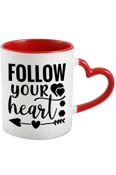 StoryGift Romania Mug with hearts and the text "Follow your heart" - follow your heart love with Man, Cu, STG