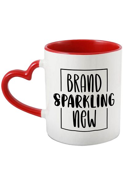 StoryGift Romania Mug with message in English "Brand sparkling new" - brand new sparkling with Man, Cu, STG.