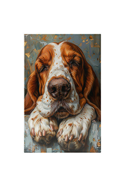 StoryGift Romania Tablou Canvas Cocker Spaniel Englez Cu Ochii Inchisi Si Lacrimi Pe Fata Cu Blana Alba-portocal