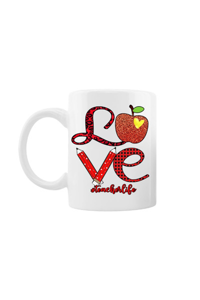 OEM Εξατομικευμένη λευκή κούπα "Love Teacher life", INOVATIX®. 330 ml