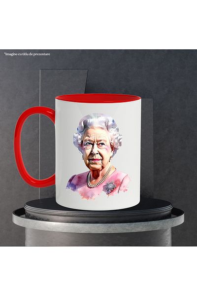 StoryGift Romania Mug With Queen of Great Britain, Elizabeth II, Historical Character, Multicolor 33, With ,STG
