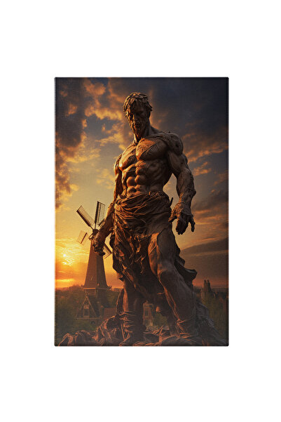 StoryGift Romania Tablou Canvas: Statuia Antica A Unui Barbat Care Se Lupta Pentru Dreptate Cu Bustul Gol Langa