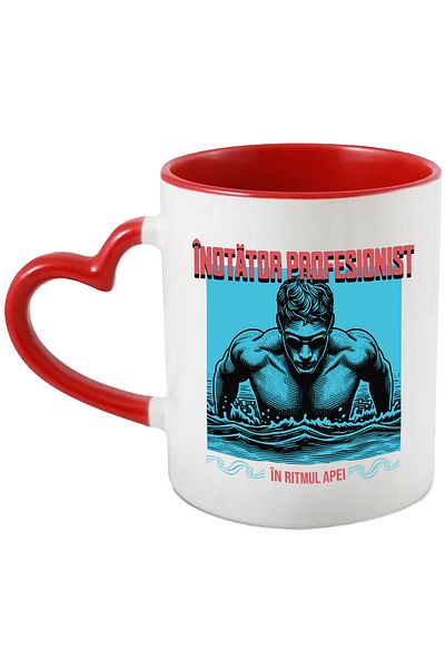 StoryGift Romania Cana Înotator Profesionist, Iubitor De Sport In Apa , 330ml, Ceramica Cu Maner I, Cu ,stg