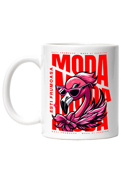 StoryGift Romania Cana Flamingo Roz Cu Ochelari - Moda, Esti Frumoasa, 330ml,...