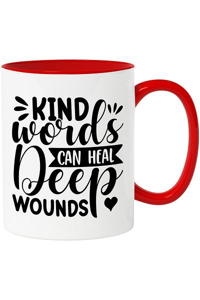 StoryGift Romania Mug with heart and the message "Kind words can heal deep wounds" - kind words, With,STG