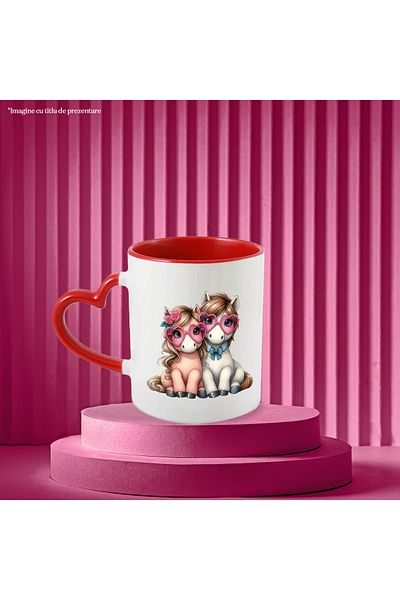 StoryGift Romania Mug with 2 ponies, illustration, love, closeness, relationship, Valentine's Day, loving, With, STG.