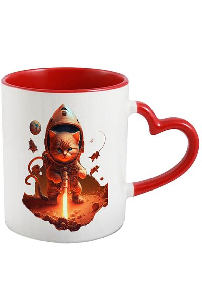 StoryGift Romania Astronaut Cat Mug, Cat in Space, Orange Cat, Mars, Lovers, With,STG.
