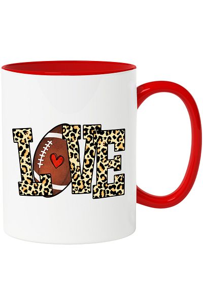 StoryGift Romania Mug with an American football ball with the message "Love", illustration, sport, love,, With ,STG.