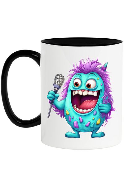 StoryGift Romania Mug with an oval creature holding a microphone | rock star | illustration | sing, With,STG.