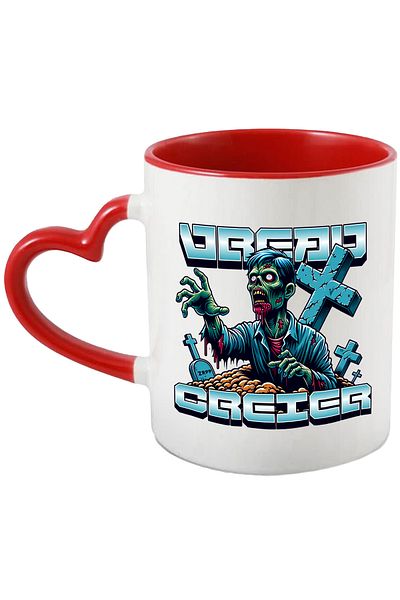 StoryGift Romania Mug I want zombie brain in corpse cemetery H4ALLowen, 330ml, Ceramic with Handle, With,STG.