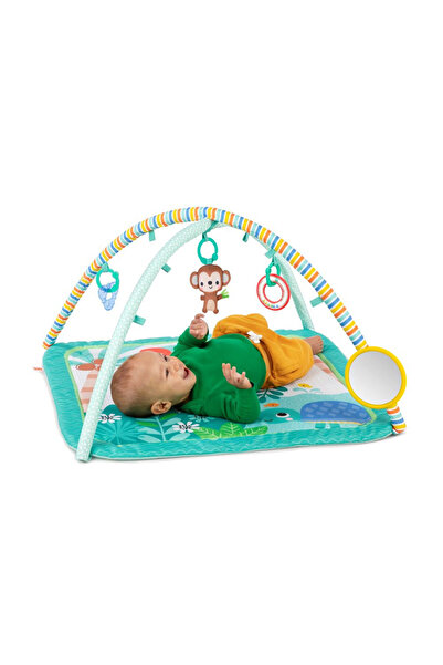 Bright Starts صالة ألعاب الأطفال "بالم بارتي" مع ألعاب حيوانات ومرآة | للأعمار من ٠ سنوات فما فوق