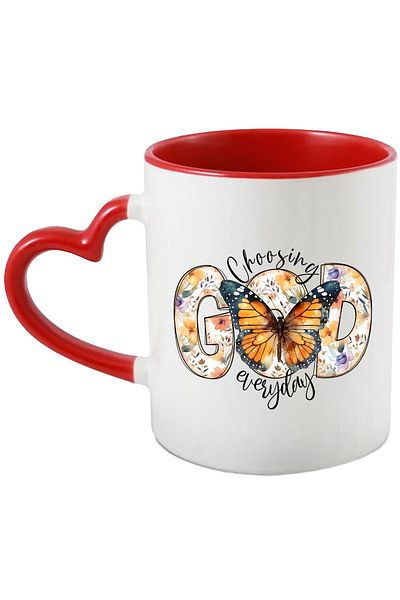 StoryGift Romania Mug with the message "Choosing God everyday", religion, illustration, faith, choosing, With,STG.