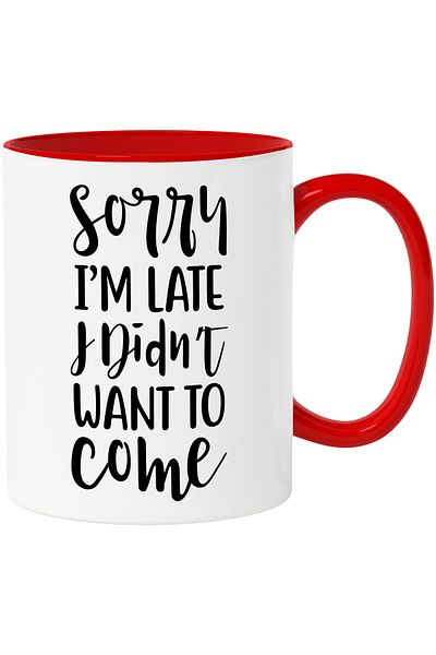 StoryGift Romania Mug for those who didn't want to come to work - late with Red Handle, With Handle, STG.