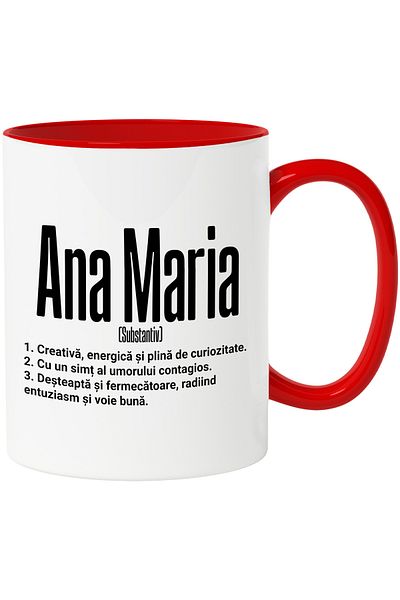 StoryGift Romania Mug With the Name Ana Maria, and Motivational Message, Creative, Smart, Curious, , With ,STG.