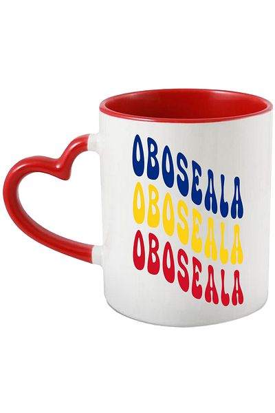 StoryGift Romania Mug The Word Fatigue, in the Colors of the Romanian Flag, Red, Yellow, Blue, , With ,STG.