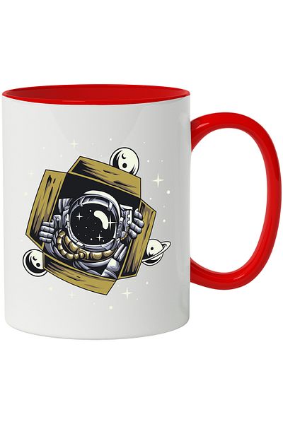 StoryGift Romania Astronaut Mug, Box, Space, Stars, Planet, Moon, SF, Multicolor 330 ml, C, Cu,STG.